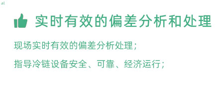 實時有效的偏差分析和處理：實時有效的偏差處理； 指導冷鏈設備安全、可靠、經濟運行；