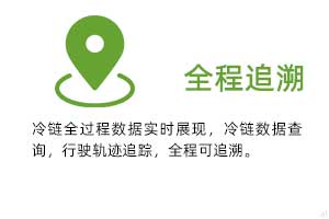 全程追溯：冷鏈全過程溫濕度數據實時展現，冷鏈數據查詢，行駛軌跡追蹤，全程可追溯。