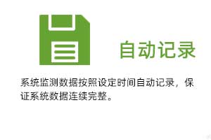 溫濕度自動記錄：系統監測數據按照設定時間自動記錄，保證系統數據連續完整。